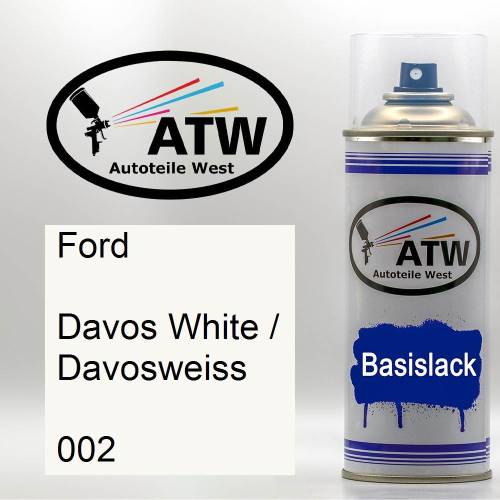 Ford, Davos White / Davosweiss, 002: 400ml Sprühdose, von ATW Autoteile West.